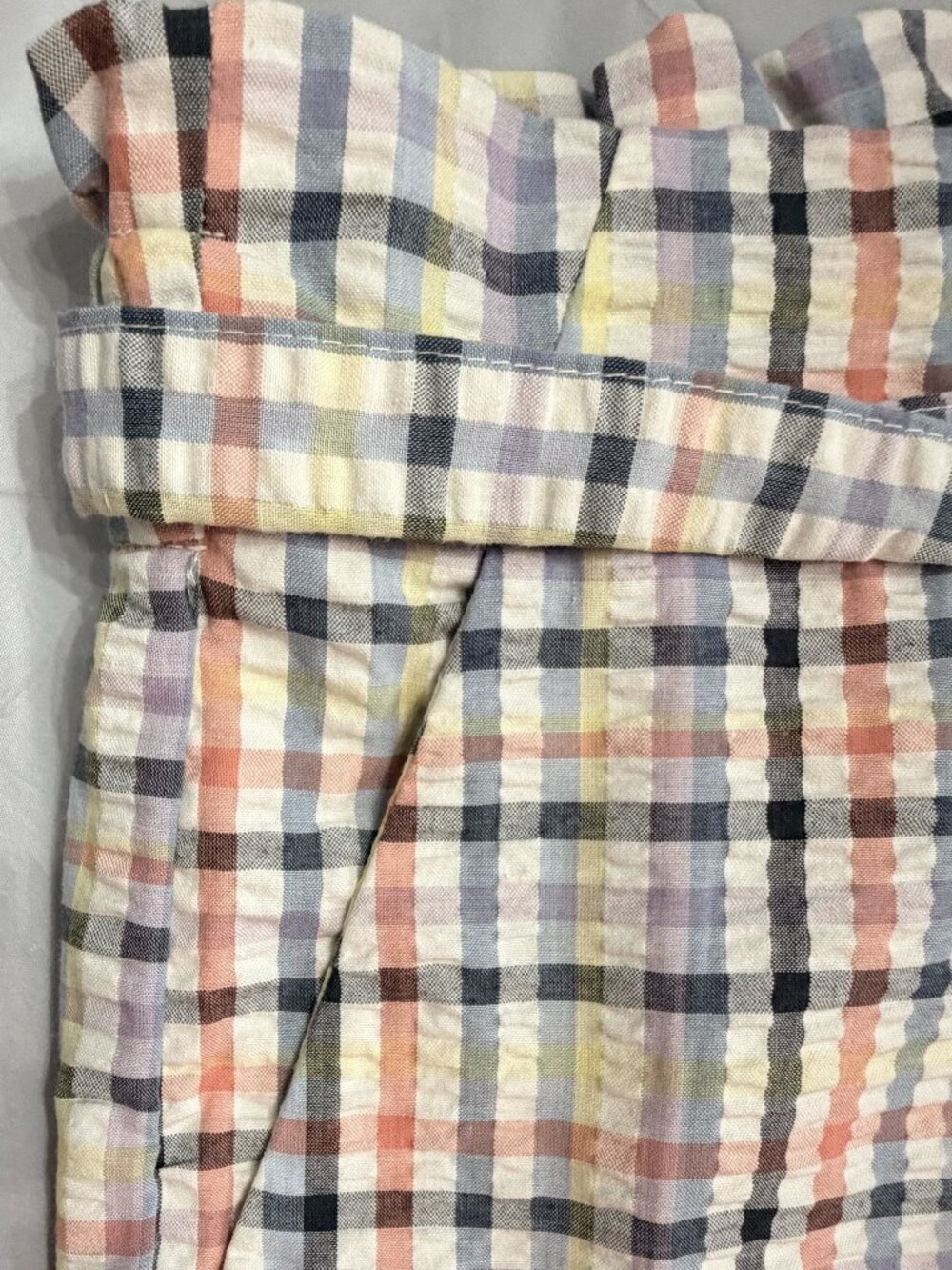 Loft (Ann Taylor) Plaid Belted Paper Bag High-Waisted Casual Shorts - Size L - Picture 5 of 13